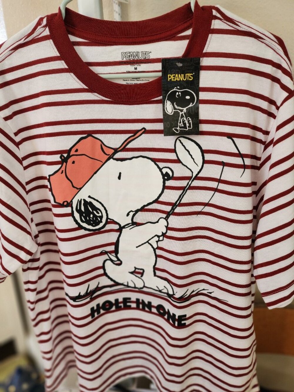 NWT Peanuts Snoopy Golf Shirt Hole in One Men's Medium NEW with Tags